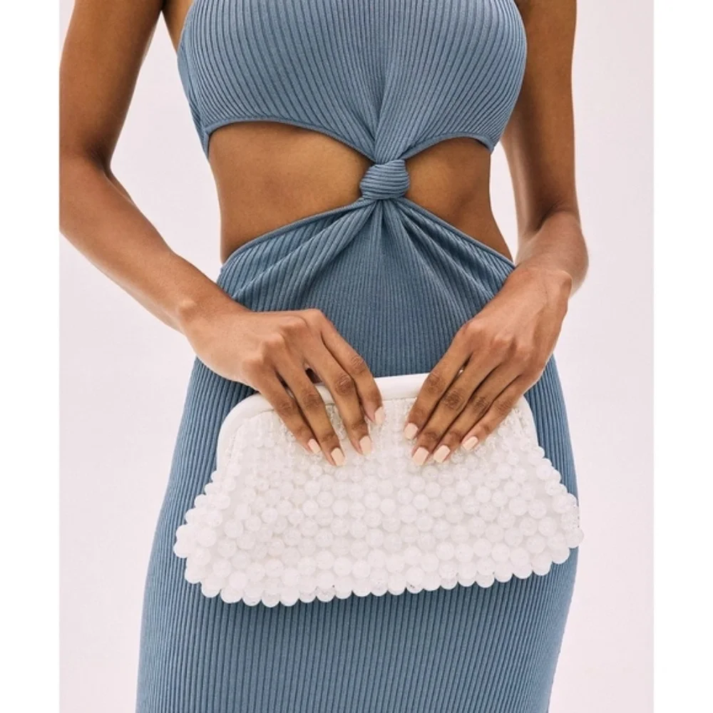 Cult Gaia Nia beaded Leather clutch